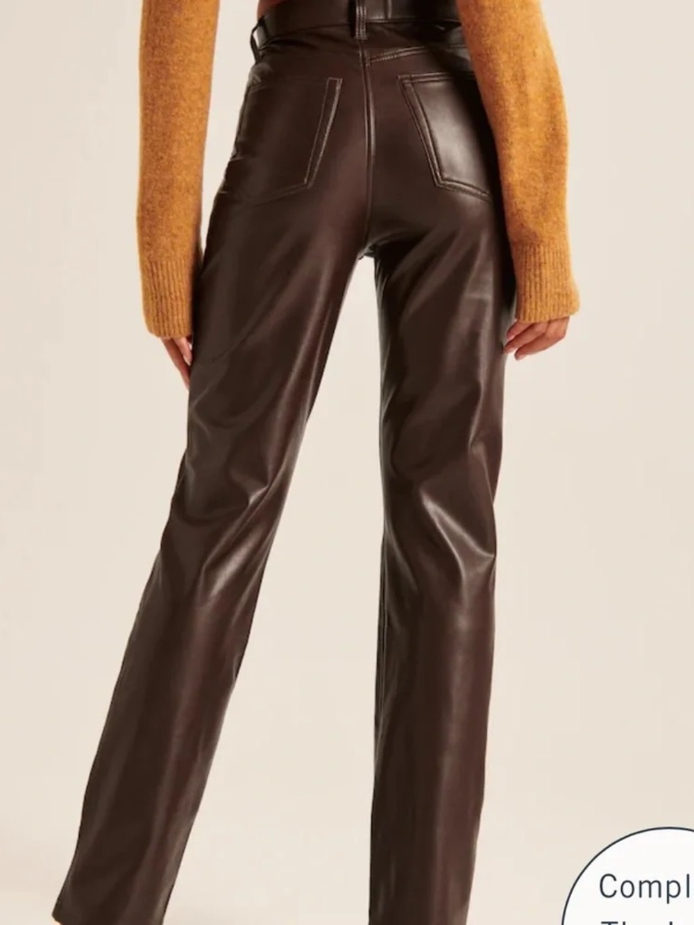 Abercrombie & Fitch Curve Love Vegan Leather 90s Relaxed Pant - Picture 4 of 12